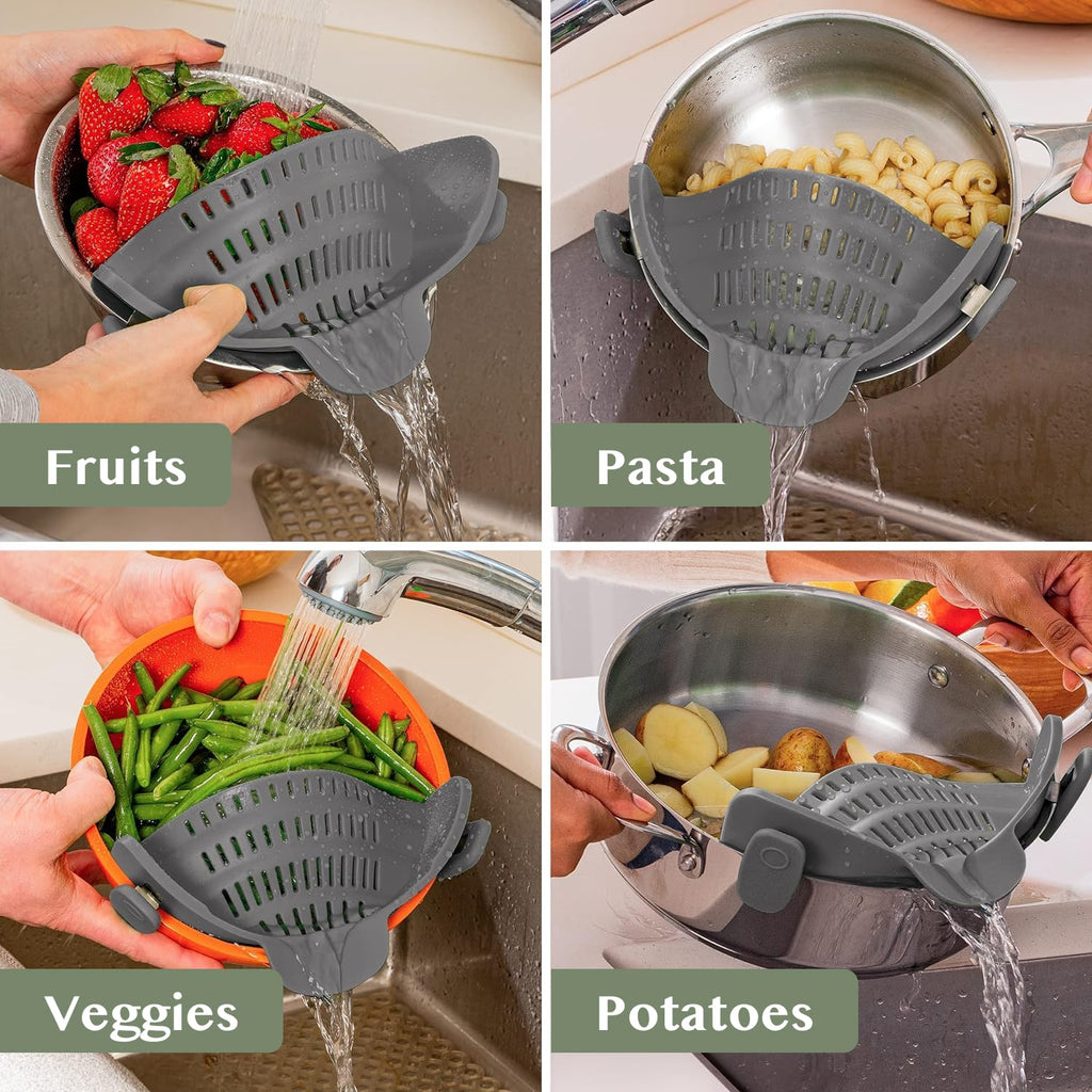Silicone Pasta Strainer Clip-On for Pots and Pans