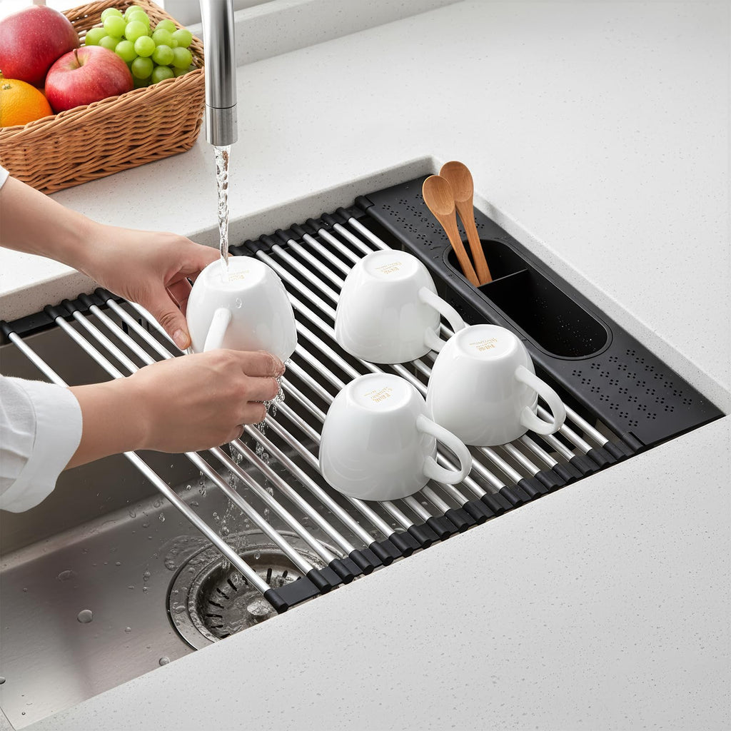 Roll Up Dish Drying Rack Over Sink
