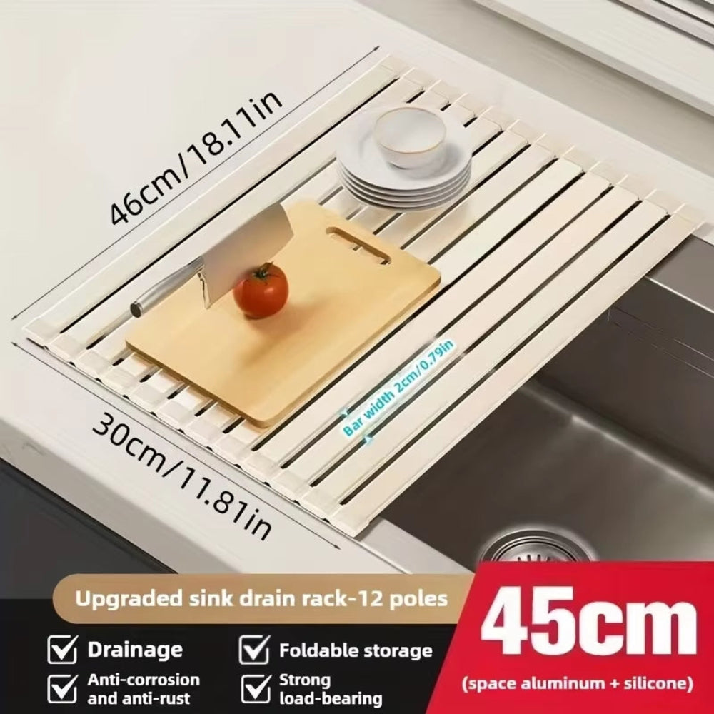 Foldable Roll-Up Dish Drying Rack Heavy Duty