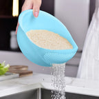 Kitchen Silicone Double Drain Basket Bowl Washing Storage Basket Strainers Bowls Drainer Vegetable Cleaning Colander Tool