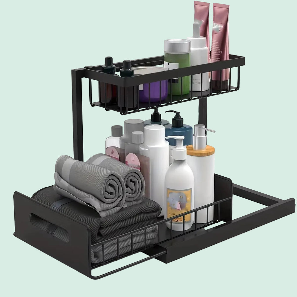 Under Sink Sliding Drawer Organizer with Pull-Out Shelves