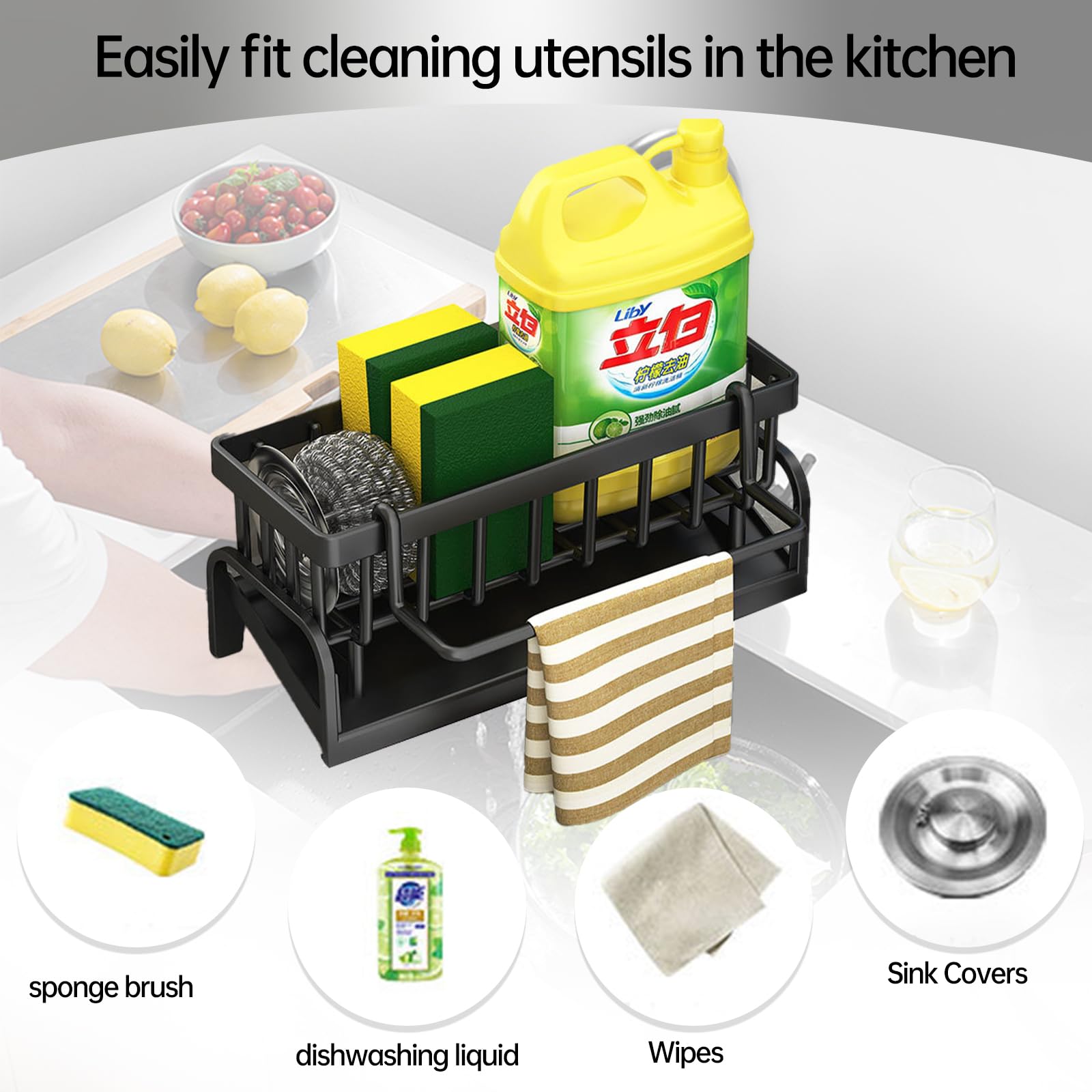 Kitchen Sink Sponge Holder Cleaning Tools Storage