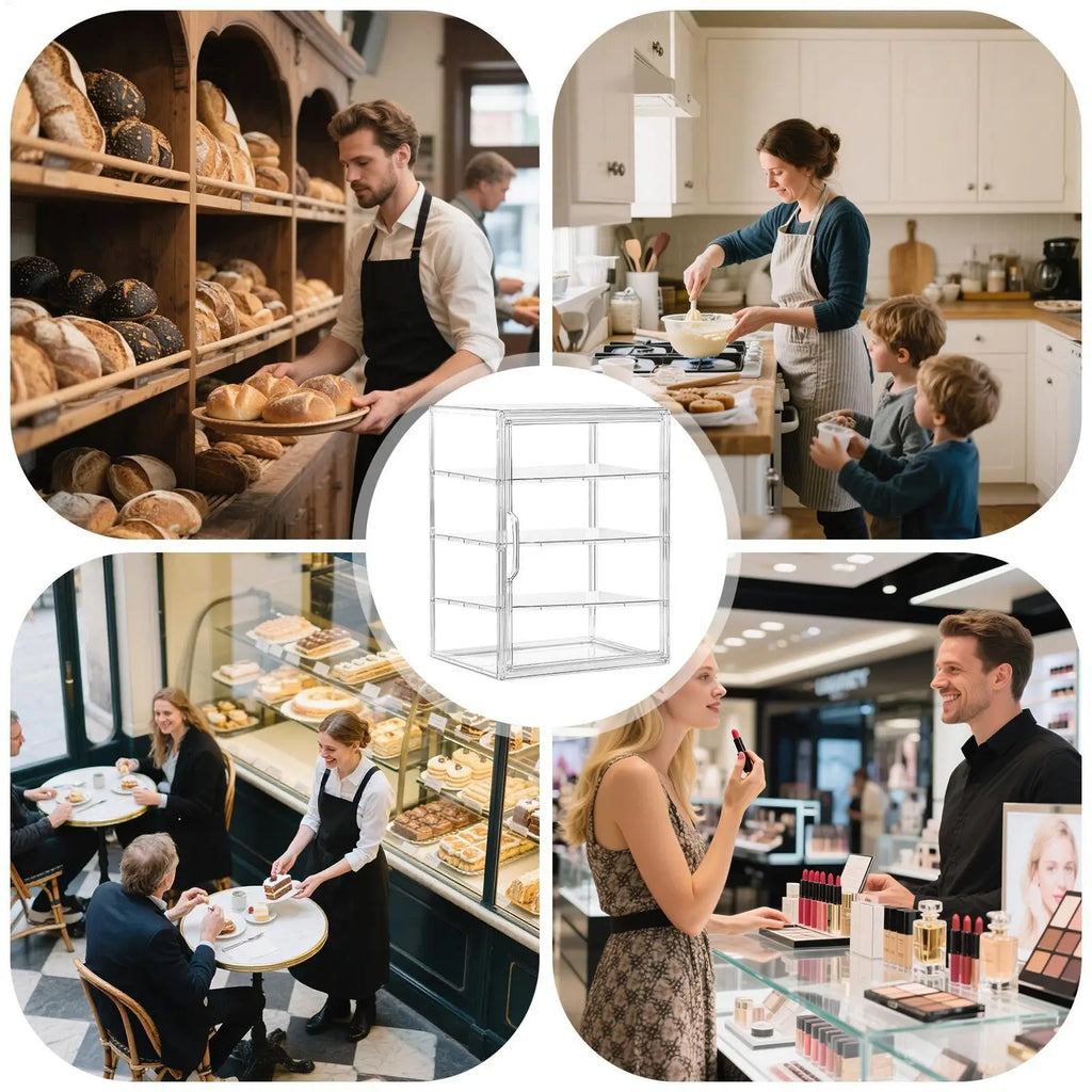 4-Tier Acrylic Bakery Display Case Bread Storage Box