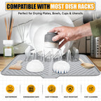 Silicone Dish Drying Mat with Drain Lip
