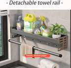 Wall Mount Spice Rack Utensil Holder Kitchen Shelf Hooks