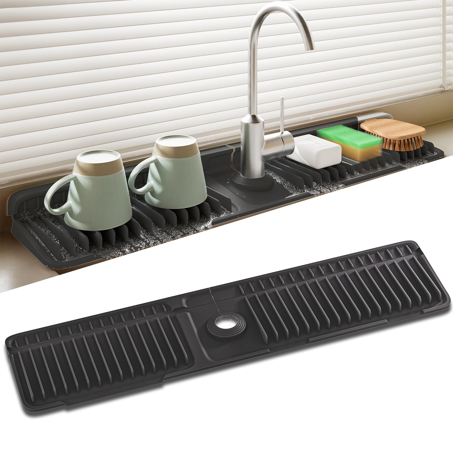 Faucet Mat for Kitchen Sink, Silicone Sink Splash Guard
