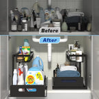 Under Sink Sliding Drawer Organizer with Pull-Out Shelves