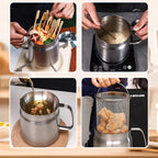 Stainless Steel Deep Fryer Pot with Basket & Strainer
