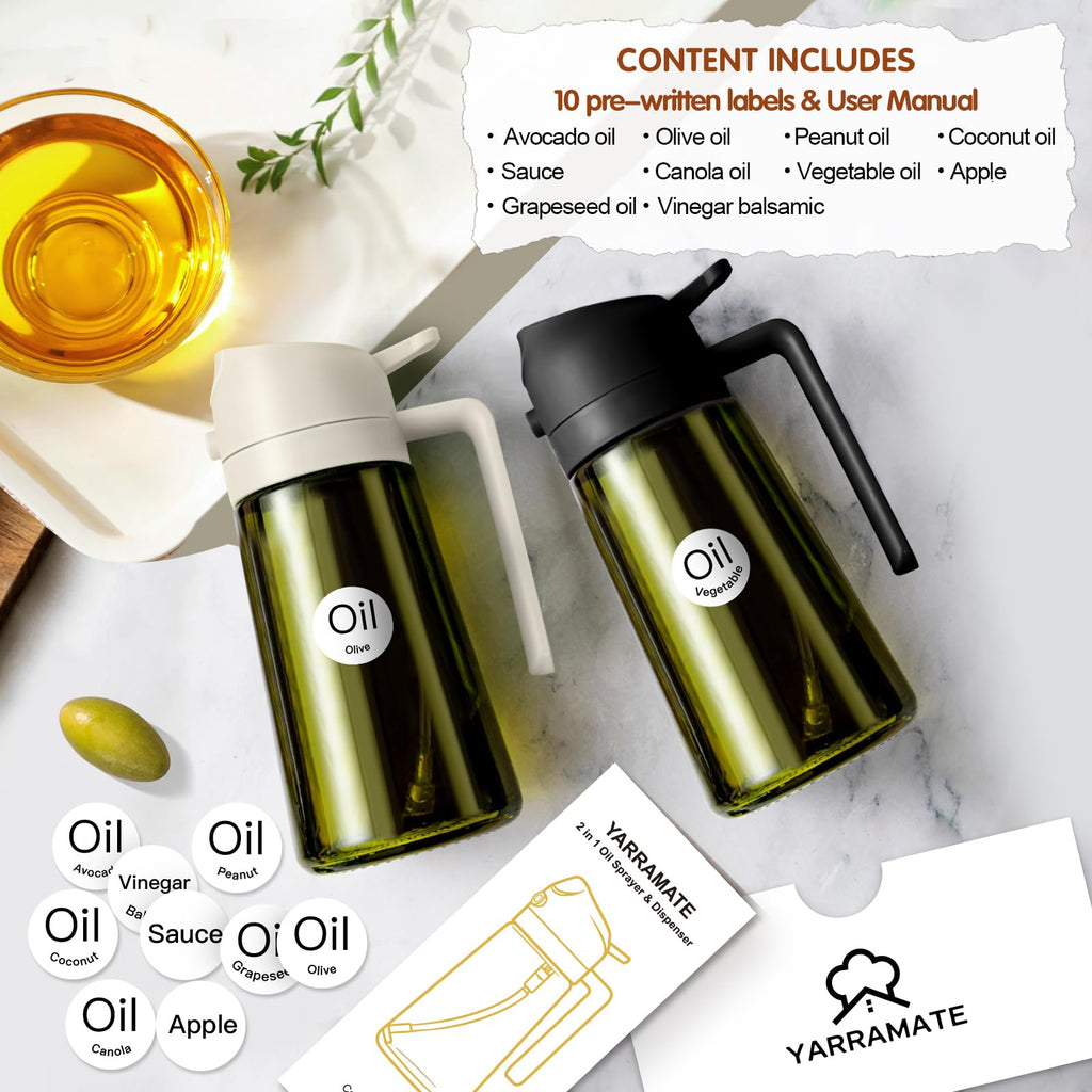 2-in-1 Olive Oil Sprayer & Dispenser Bottle