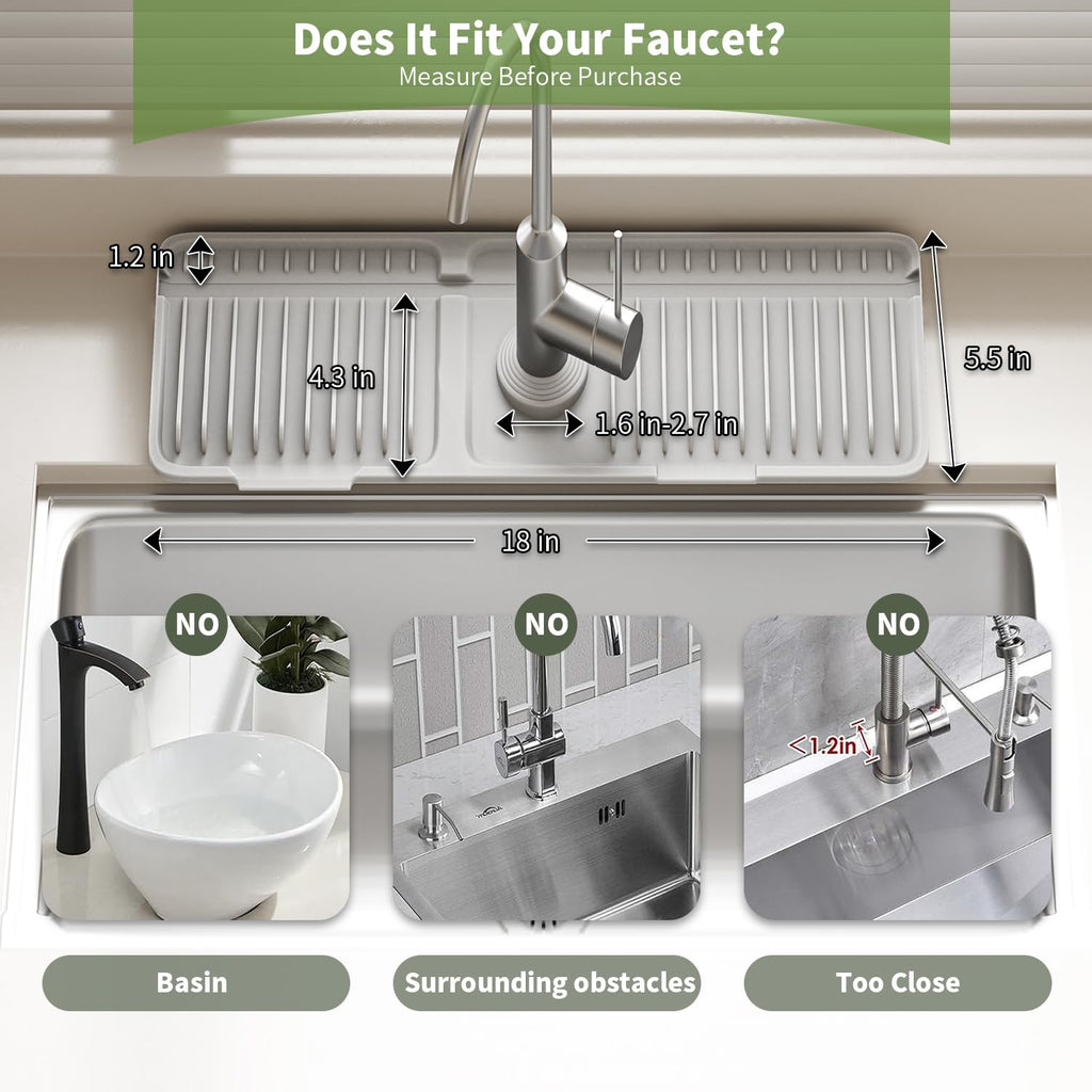 Faucet Mat for Kitchen Sink, Silicone Sink Splash Guard