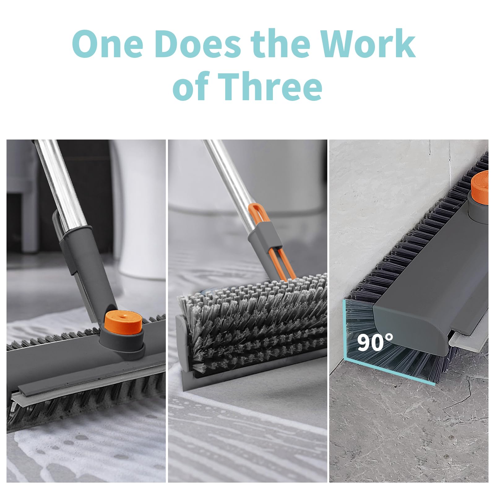 Floor Scrub Brush with Long Handle & Scraper