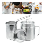 68oz Stainless Steel Oil Filter Pot with Deep Fryer Basket