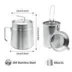 68oz Stainless Steel Oil Filter Pot with Deep Fryer Basket