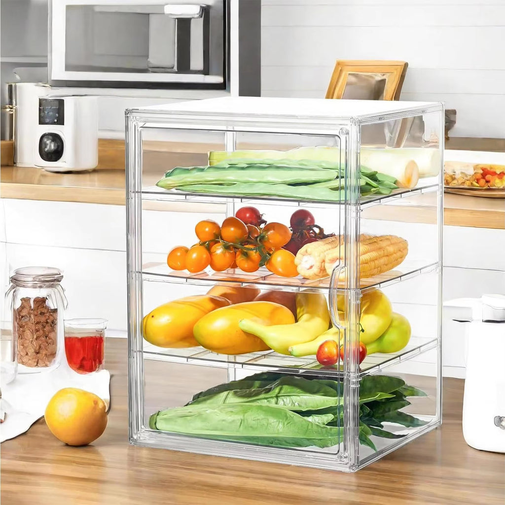4-Tier Acrylic Bakery Display Case Bread Storage Box