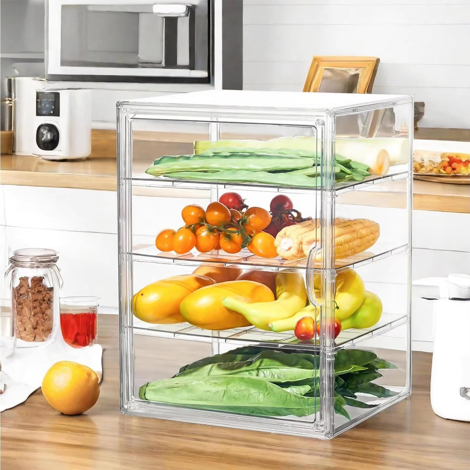 4-Tier Acrylic Bakery Display Case Bread Storage Box