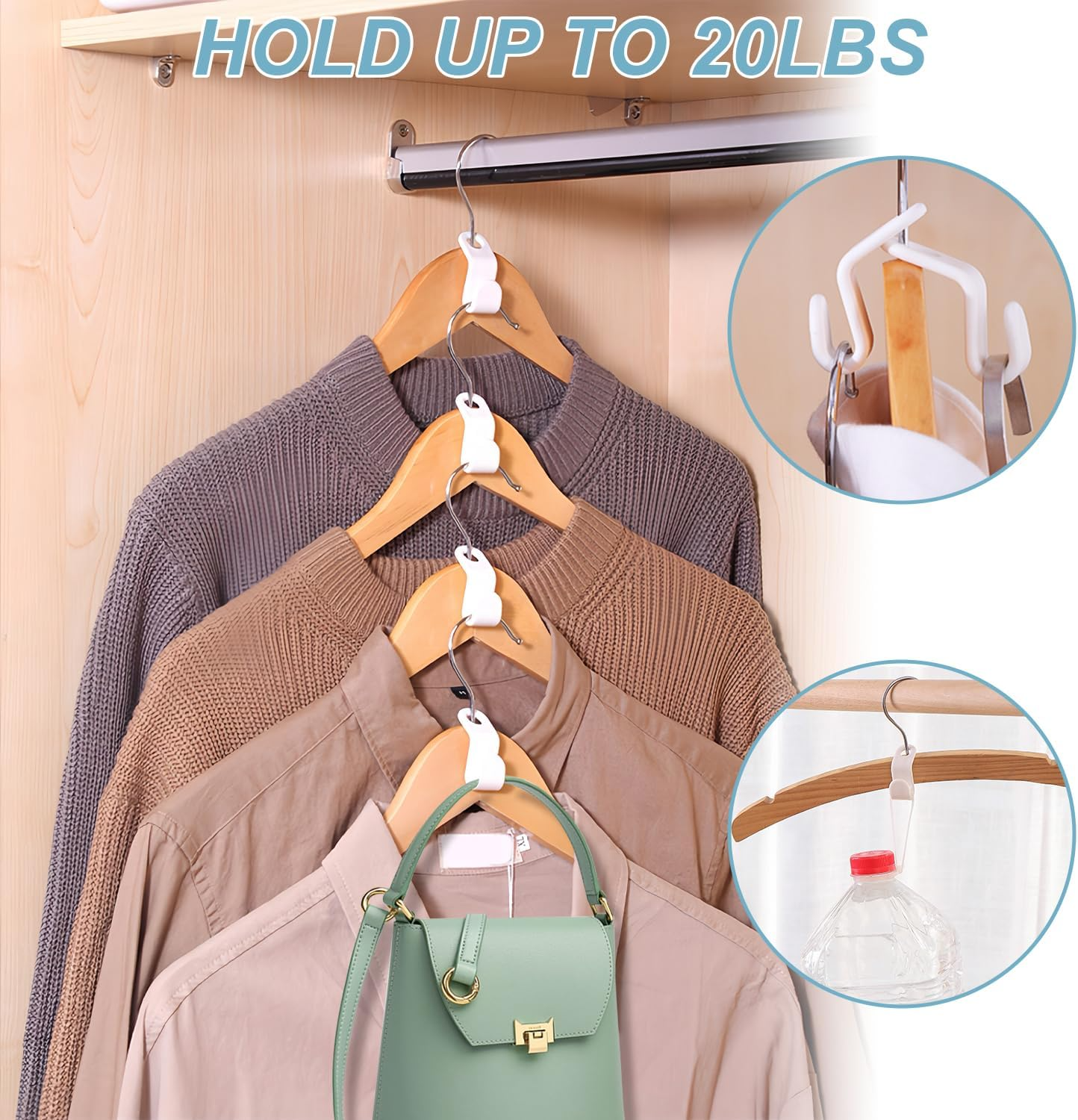 Space-Saving Clothes Hanger Connector Hooks