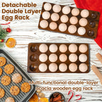 Solid Wood Egg Holder Rack Countertop Organizer