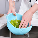 Kitchen Silicone Double Drain Basket Bowl Washing Storage Basket Strainers Bowls Drainer Vegetable Cleaning Colander Tool