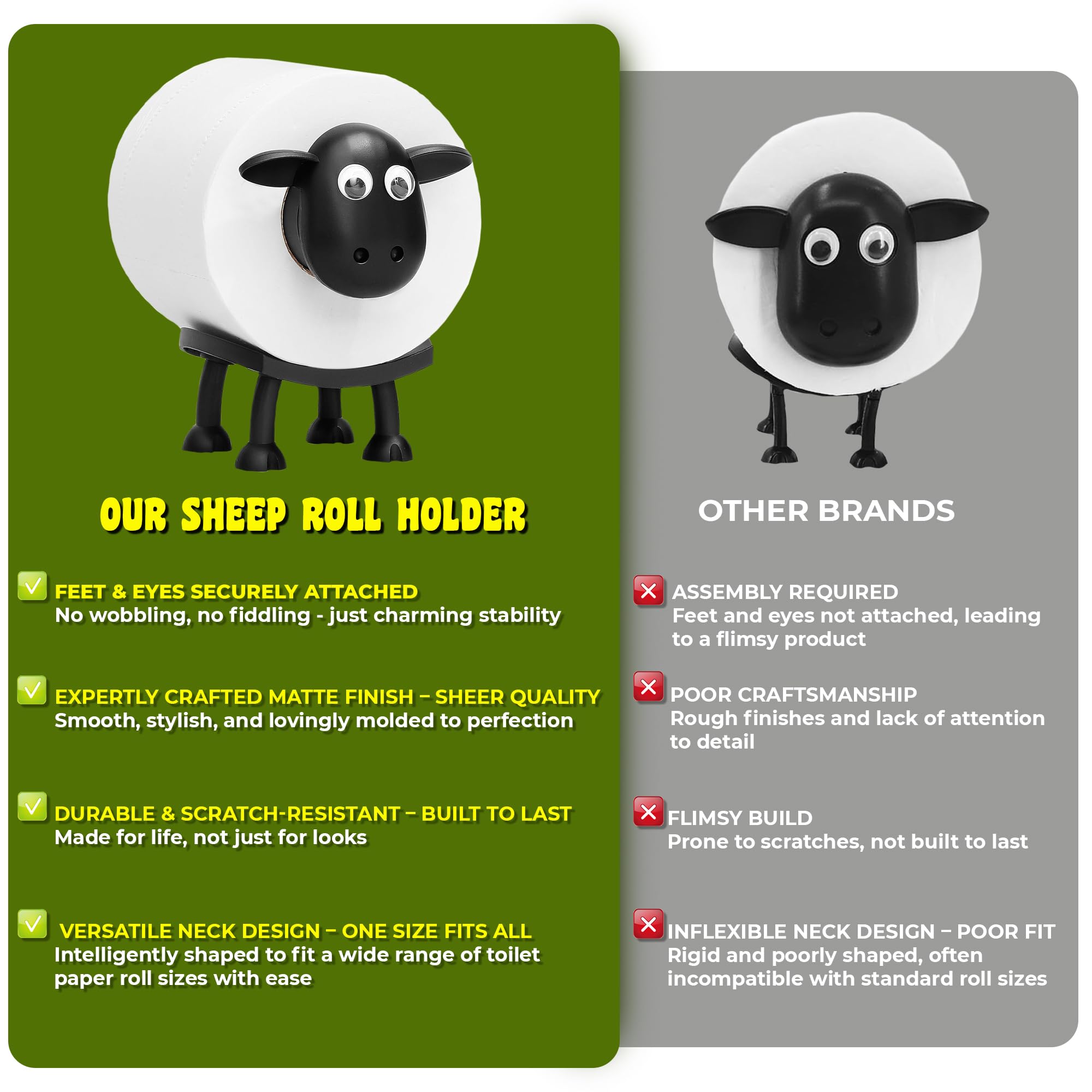 Funny Sheep Toilet Paper Holder Stand 3pcs