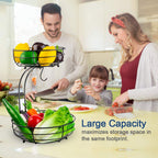 Iron 2-Tier Countertop Fruit Vegetables Basket Bowl