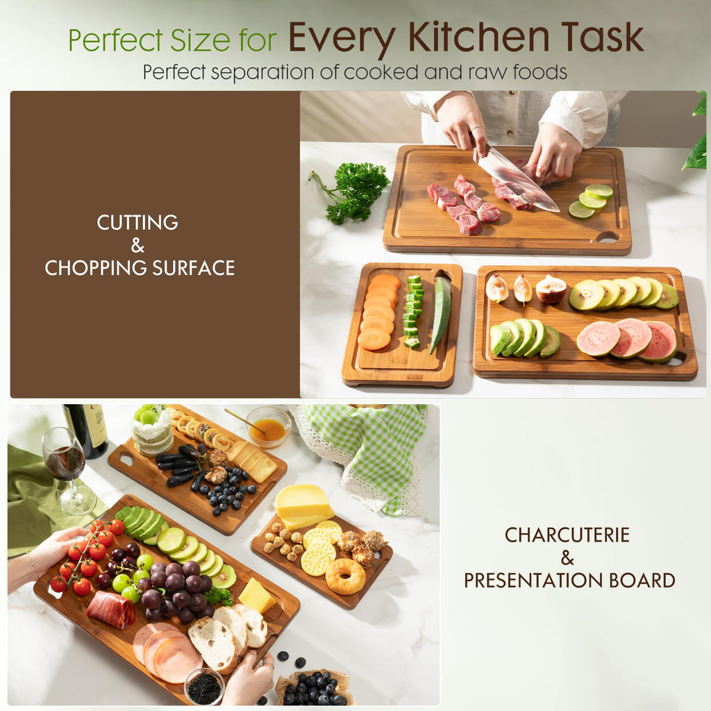 Carbonized Bamboo Cutting Boards for Kitchen Set
