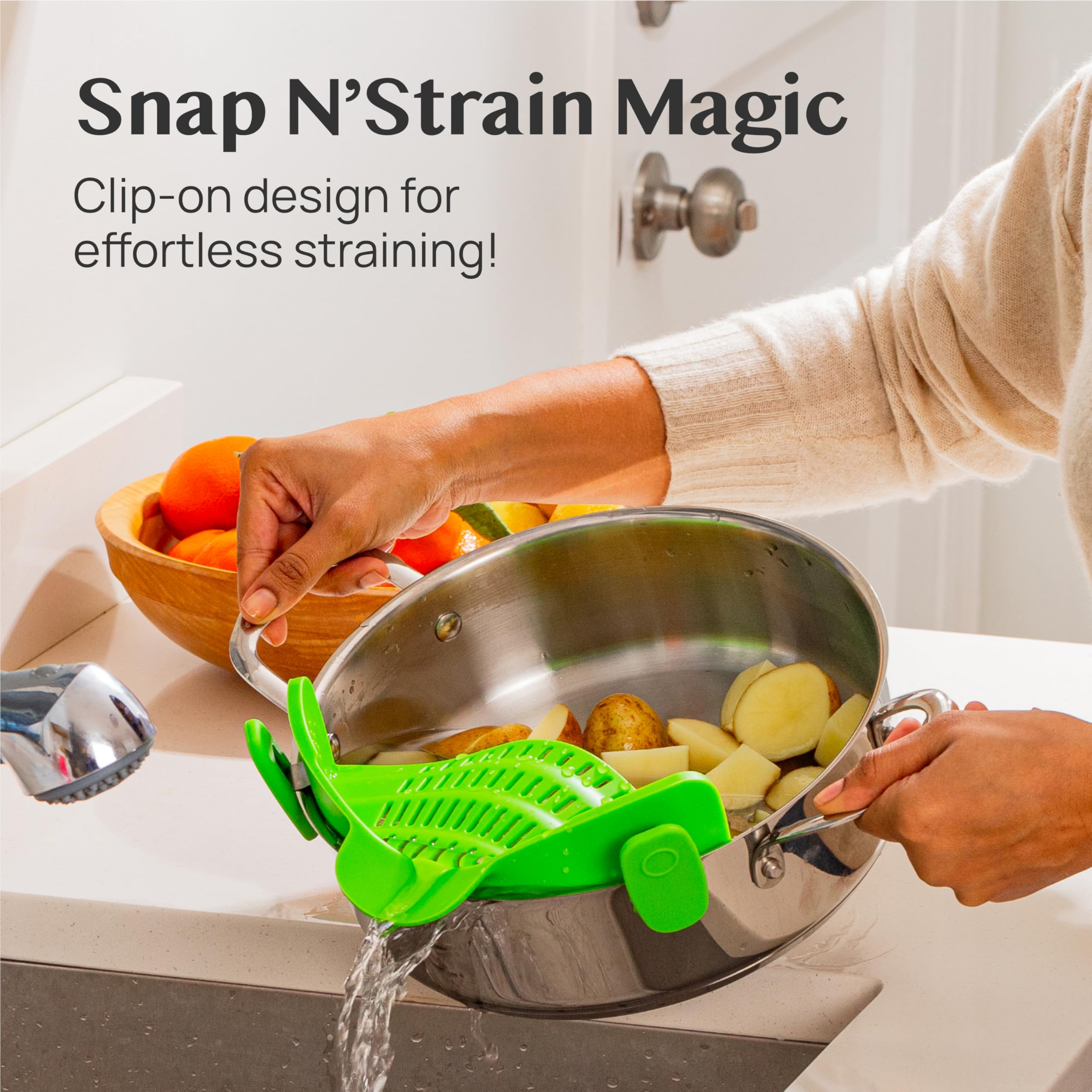 Silicone Pasta Strainer Clip-On for Pots and Pans