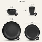 24PCS Unbreakable Dinnerware Set for 6, Plates & Bowls