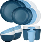 24PCS Unbreakable Dinnerware Set for 6, Plates & Bowls