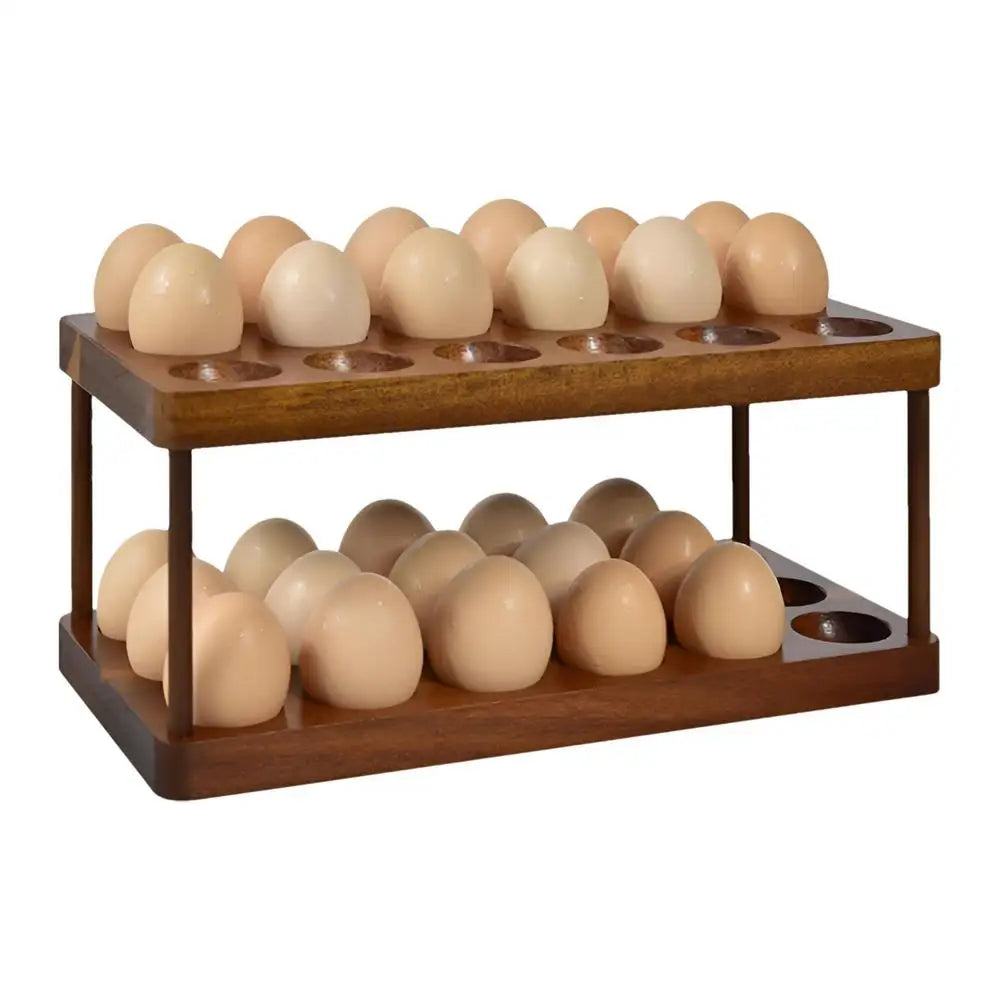 Solid Wood Egg Holder Rack Countertop Organizer