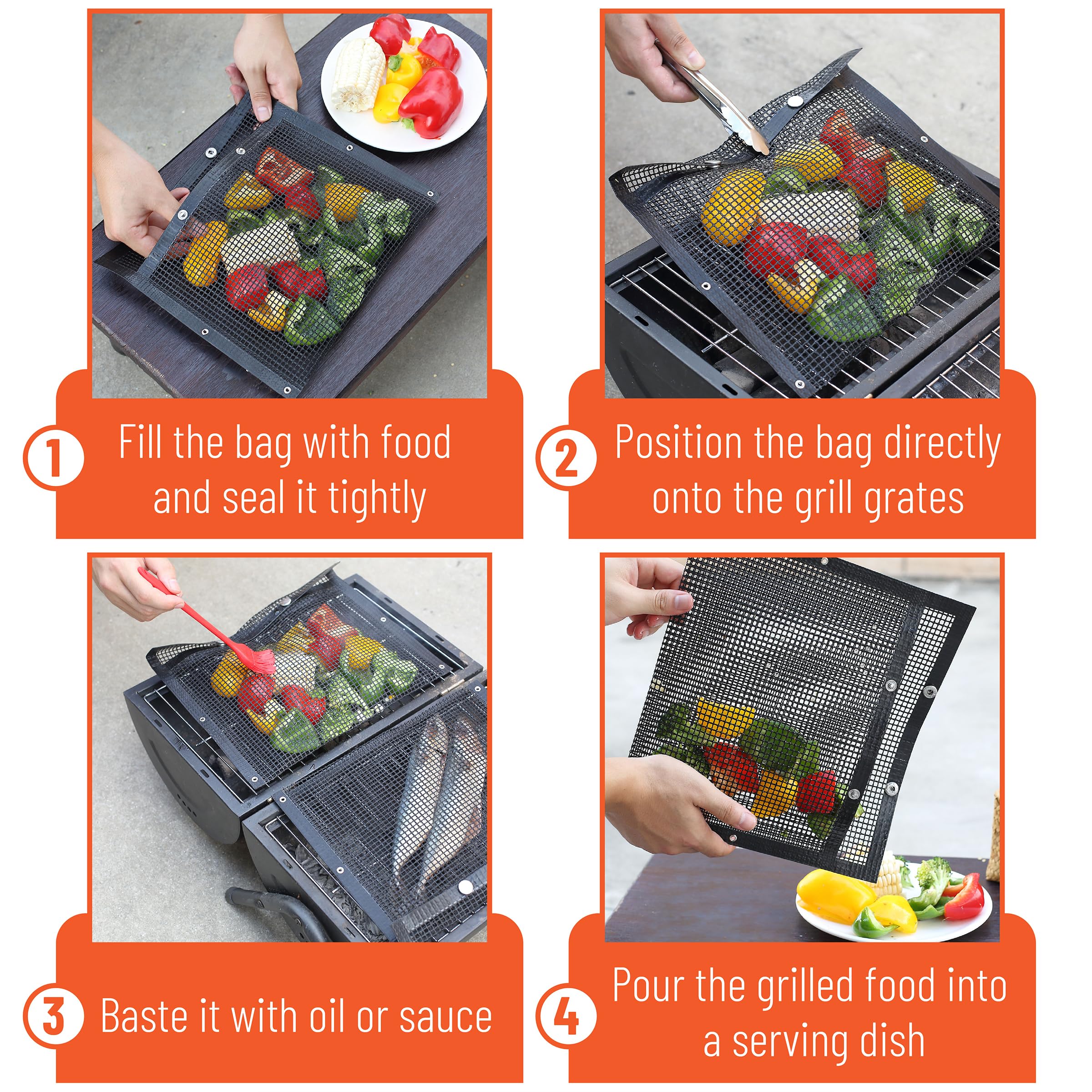 Reusable Non-Stick BBQ Mesh Grilling Bags