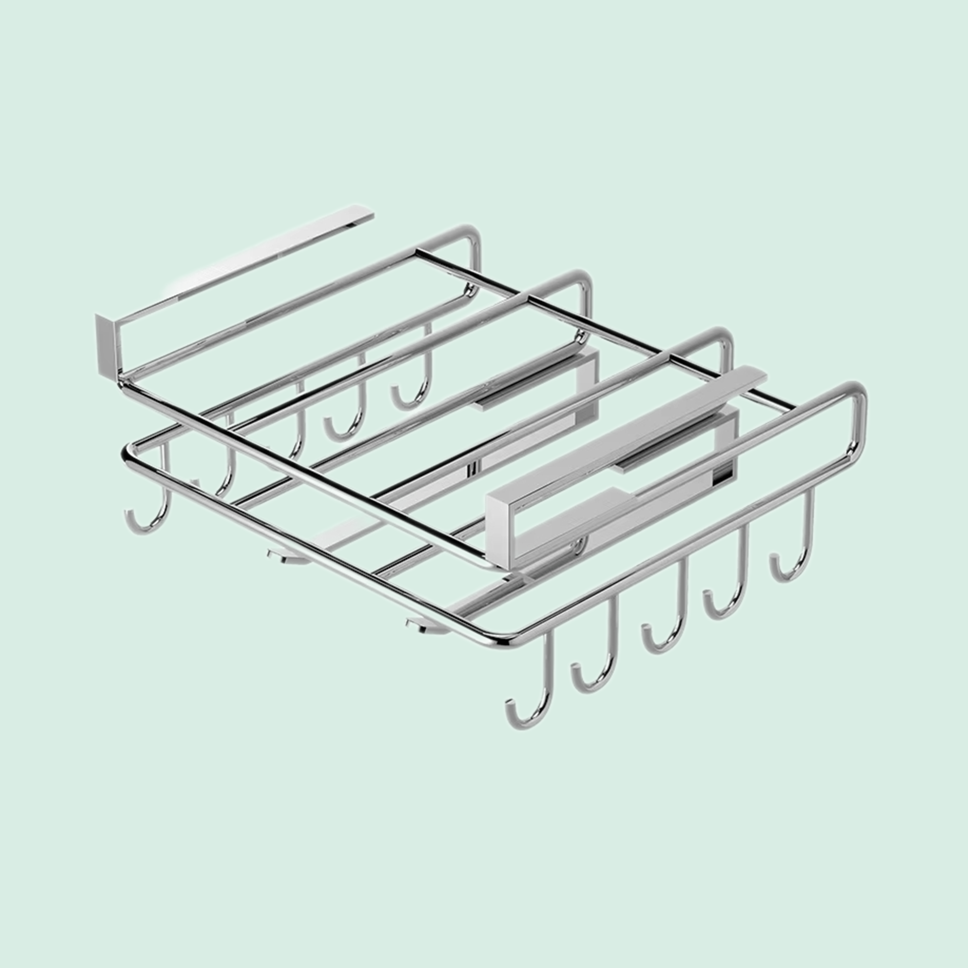 Stainless Steel Hanging Kitchen Storage Rack with Hooks