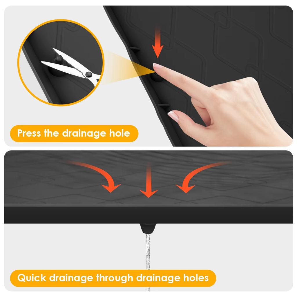 Under Sink Waterproof Silicone Mat with Drain Hole