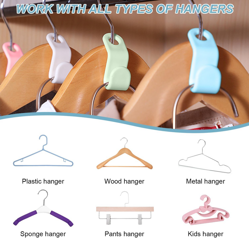 Space-Saving Clothes Hanger Connector Hooks