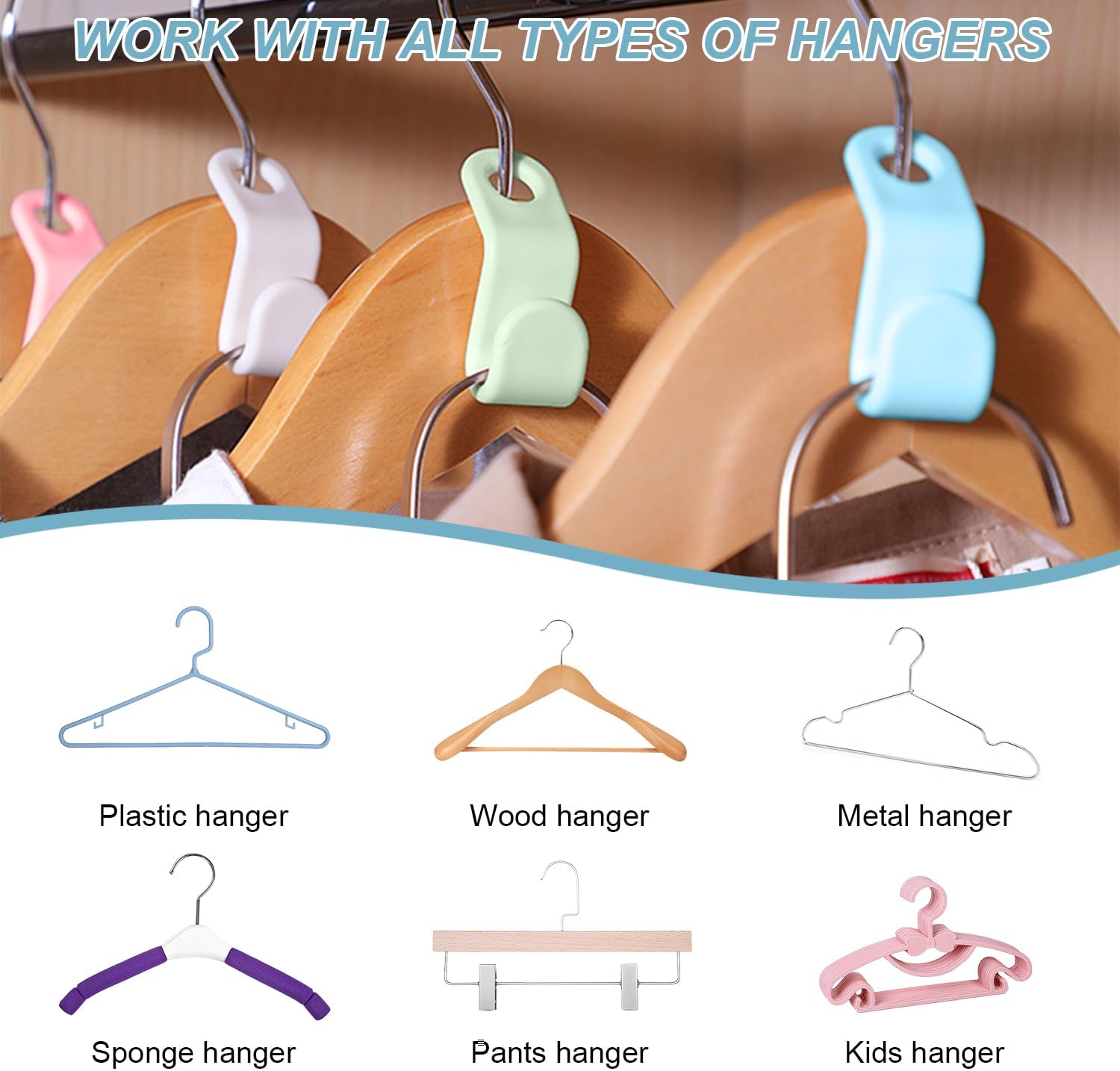 Space-Saving Clothes Hanger Connector Hooks