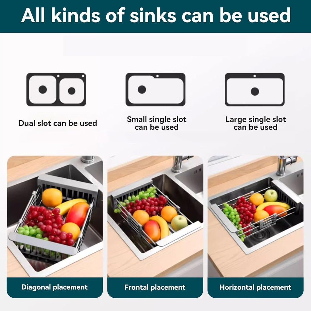 Expandable Over Sink Drain Basket Dish Rack