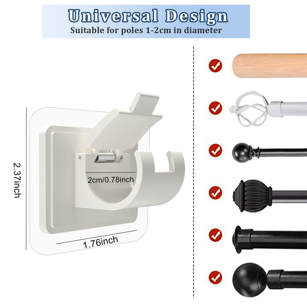Self Adhesive No Drill Adjustable Curtain Rod Holder Hooks 8PCS