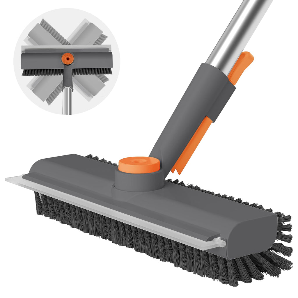 Floor Scrub Brush with Long Handle & Scraper