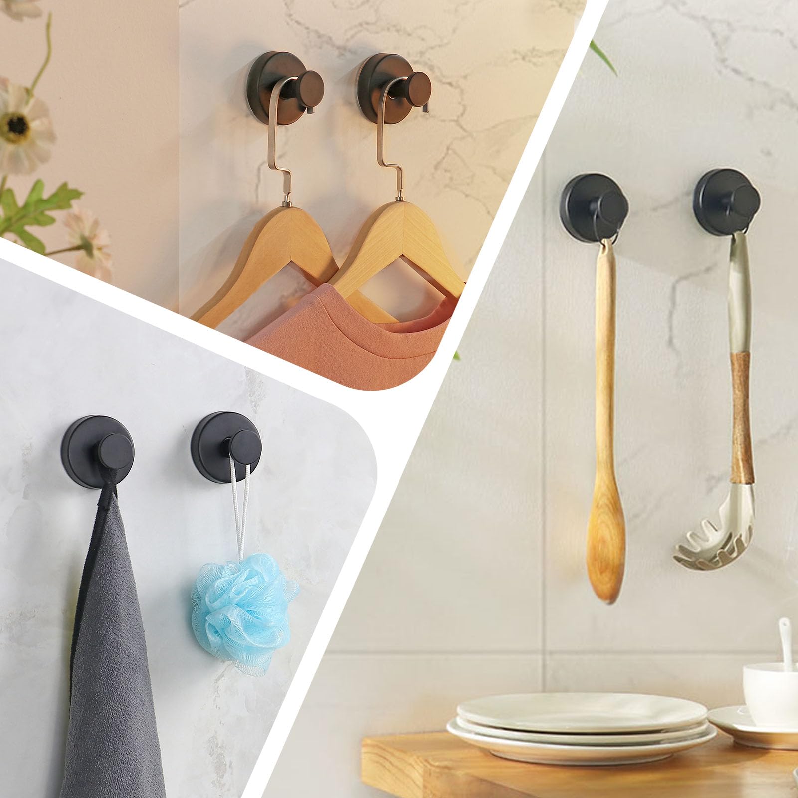4PCS Suction Cup Shower Hooks Stainless Steel