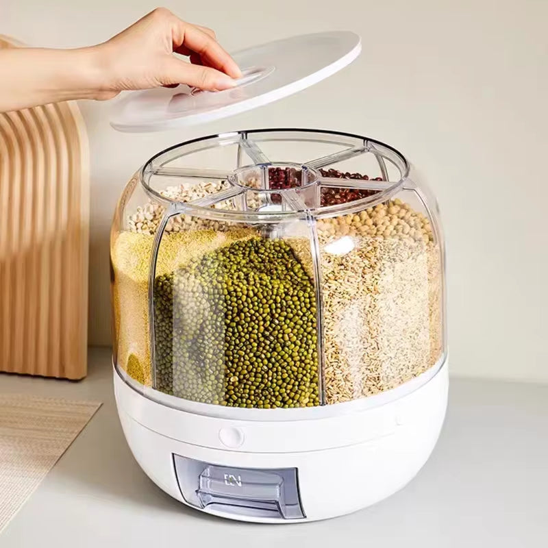 Rotating Rice Dispenser Food Storage Container
