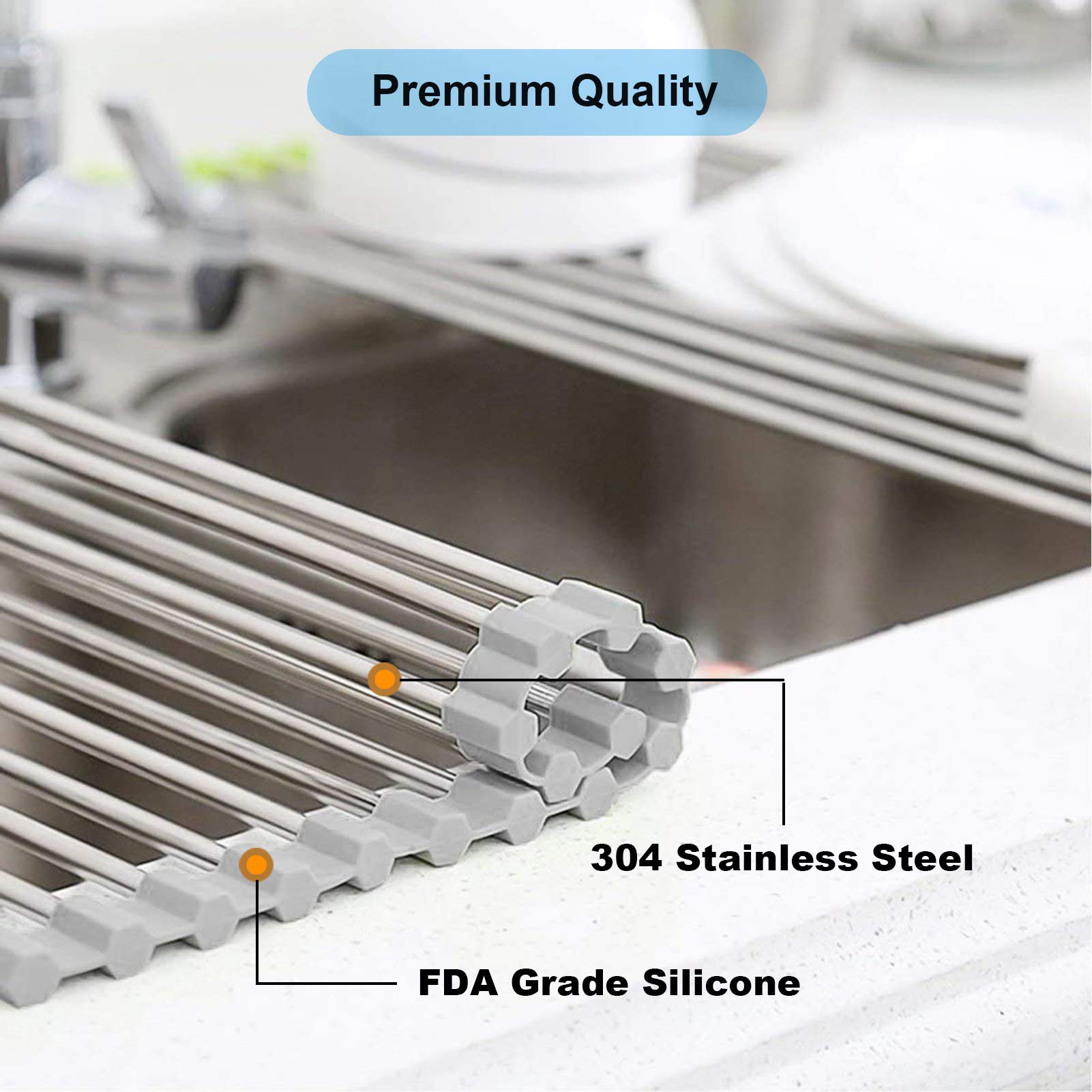 Stainless Steel Roll-Up Dish Drying Rack