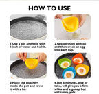 Silicone Egg Poacher Cups with Ring Stands, Set of 4 – Non-Stick, BPA-Free