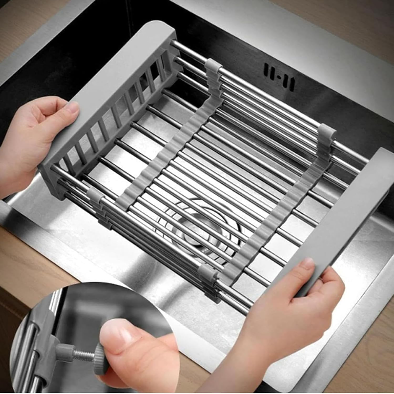 Expandable Over Sink Drain Basket Dish Rack