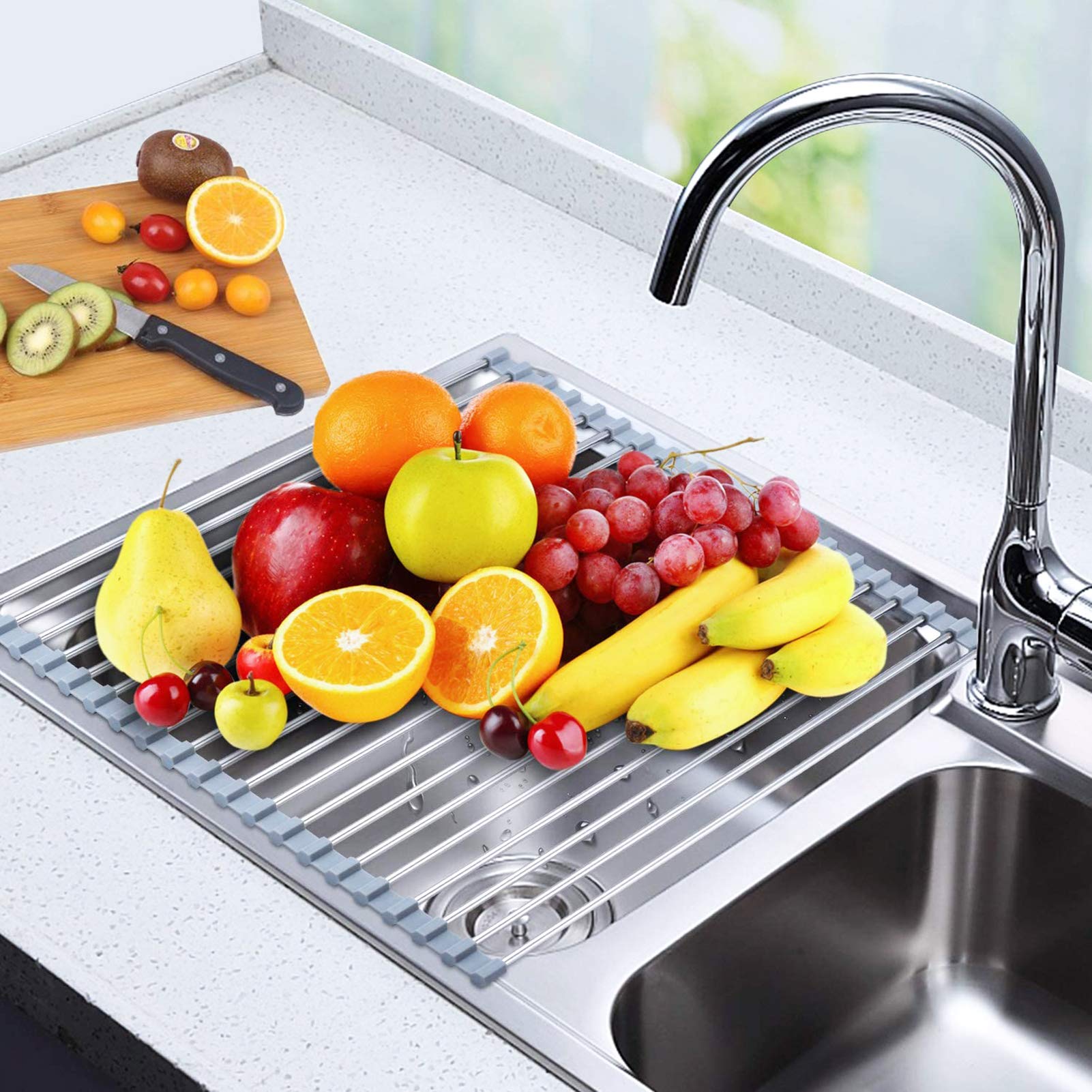 Stainless Steel Roll-Up Dish Drying Rack