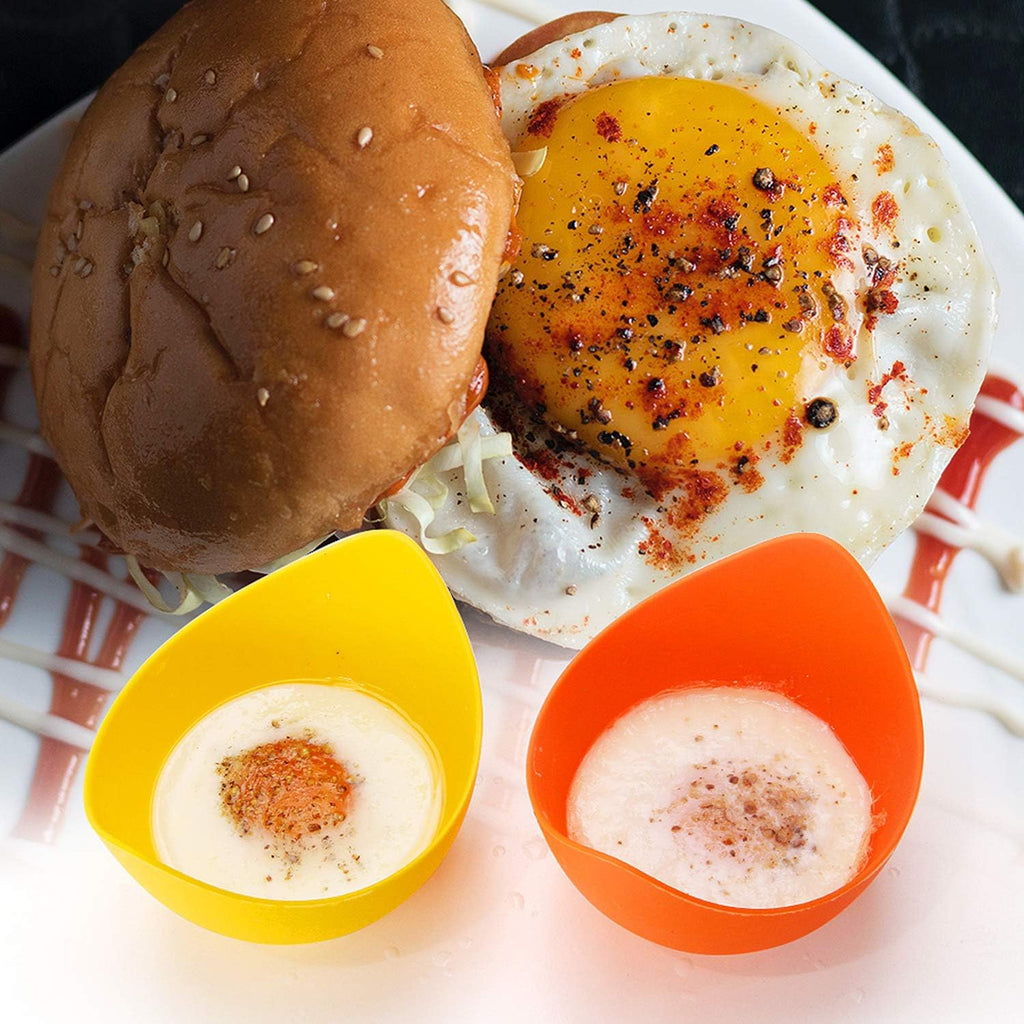 Silicone Egg Poacher Cups with Ring Stands, Set of 4 – Non-Stick, BPA-Free