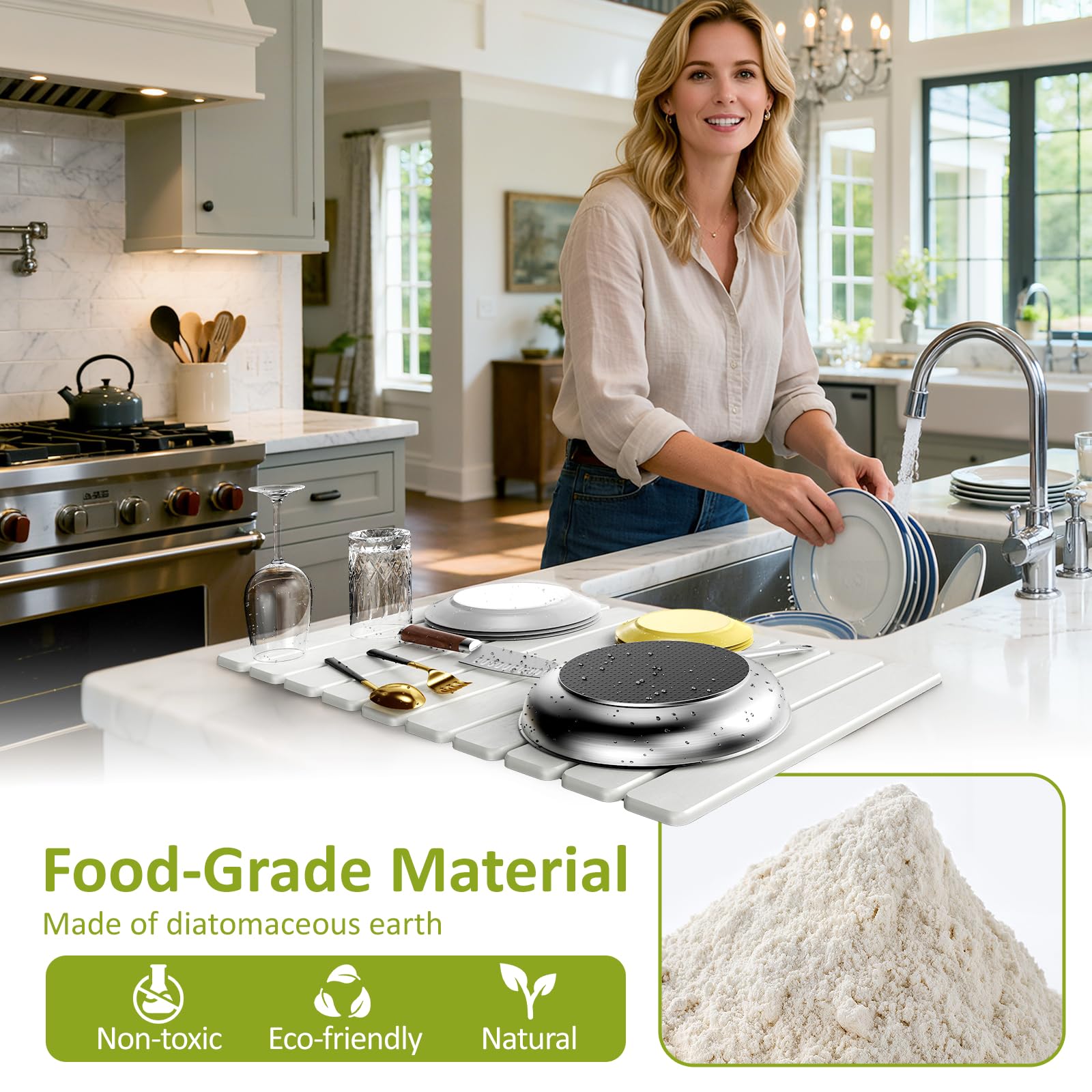 Large Stone Dish Drying Mat for Kitchen Counter