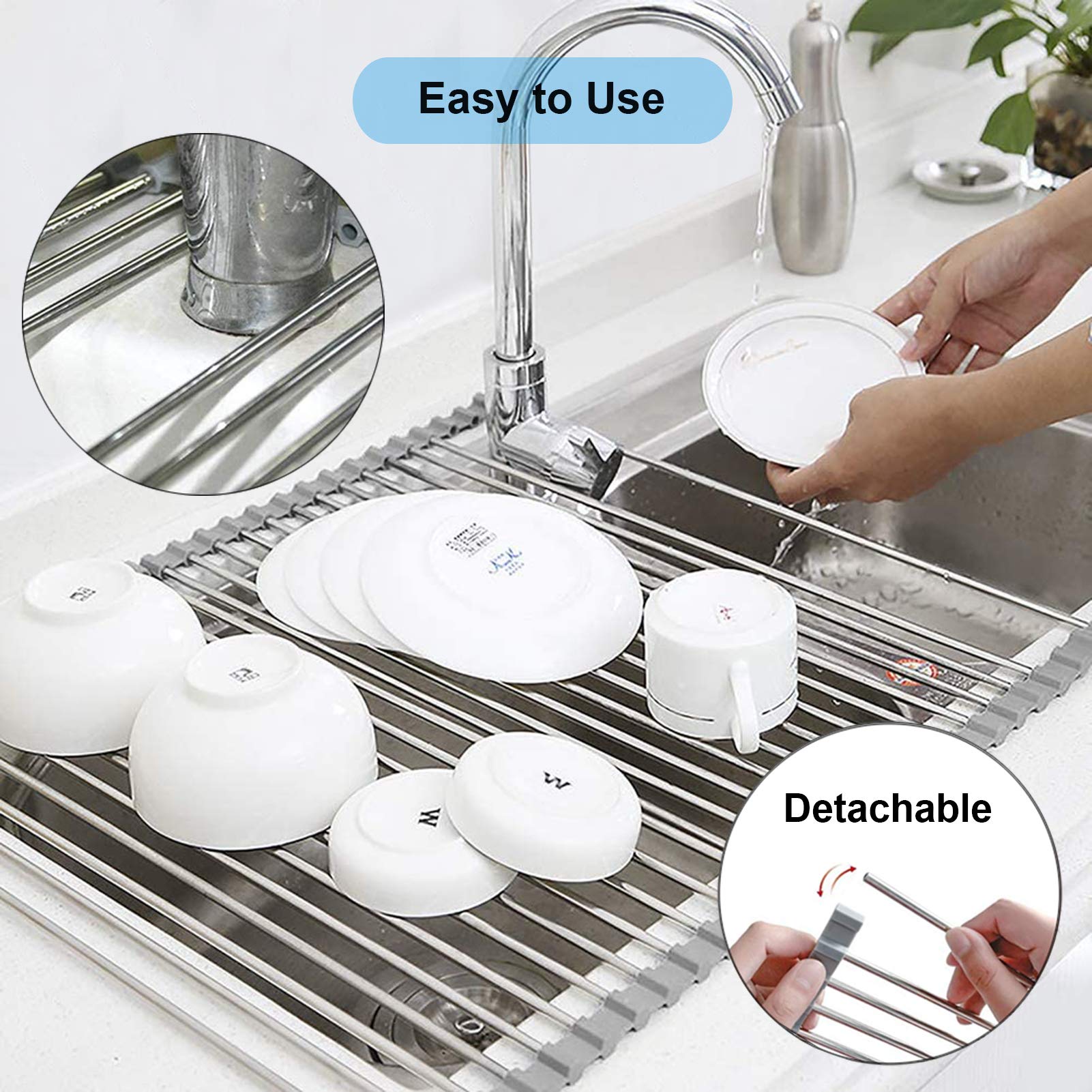 Stainless Steel Roll-Up Dish Drying Rack