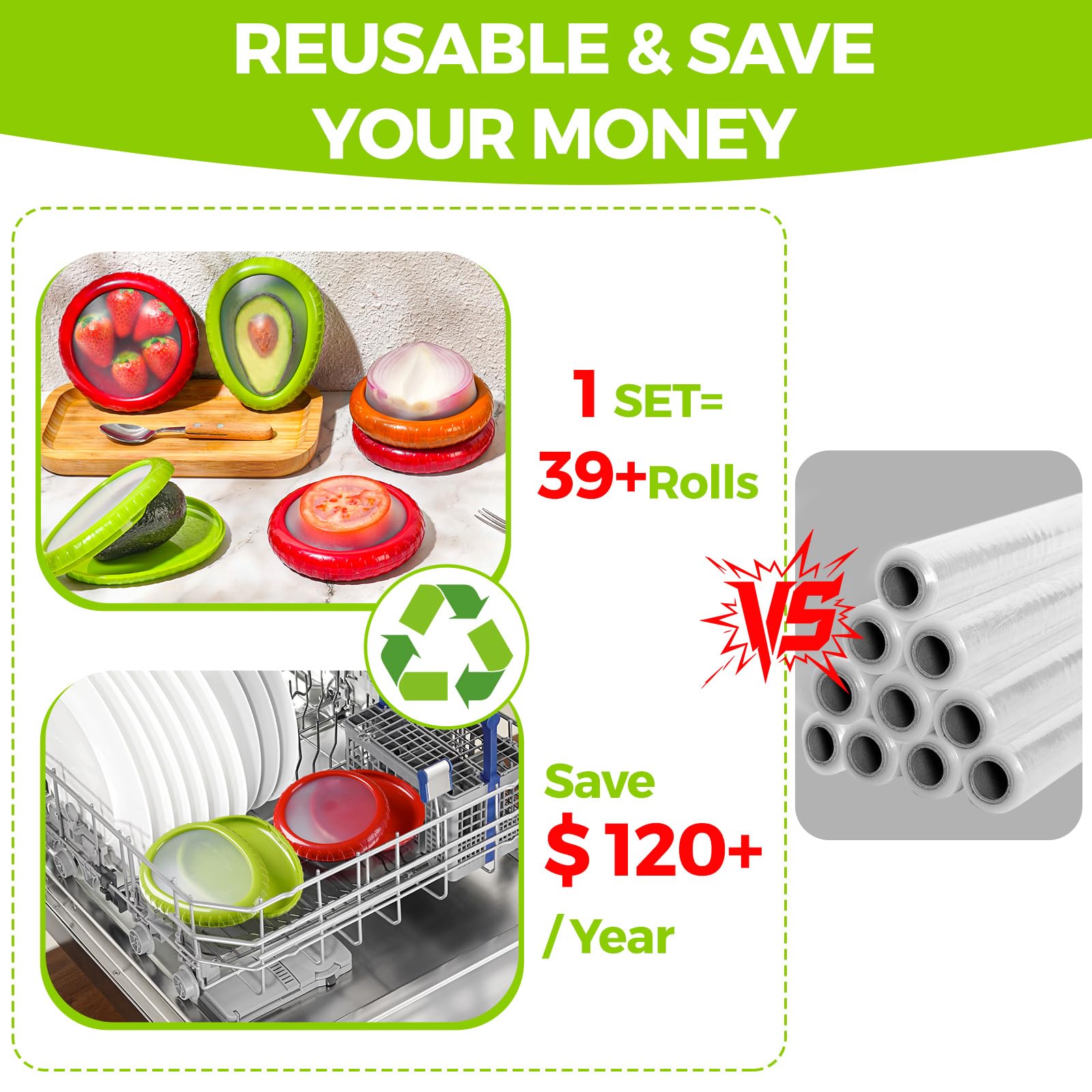 4PCS Silicone Fruit Storage Containers Set