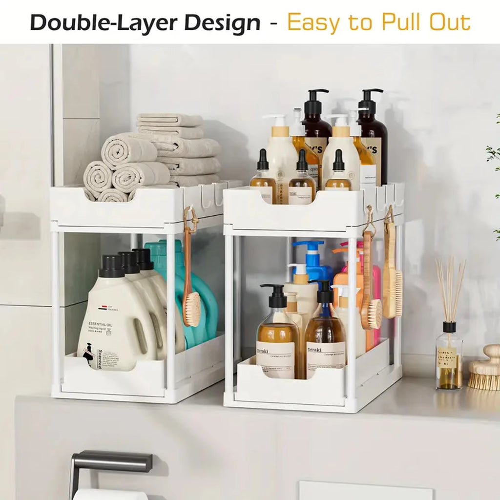 Double Layer Pull-Out Under Sink Storage Organizer