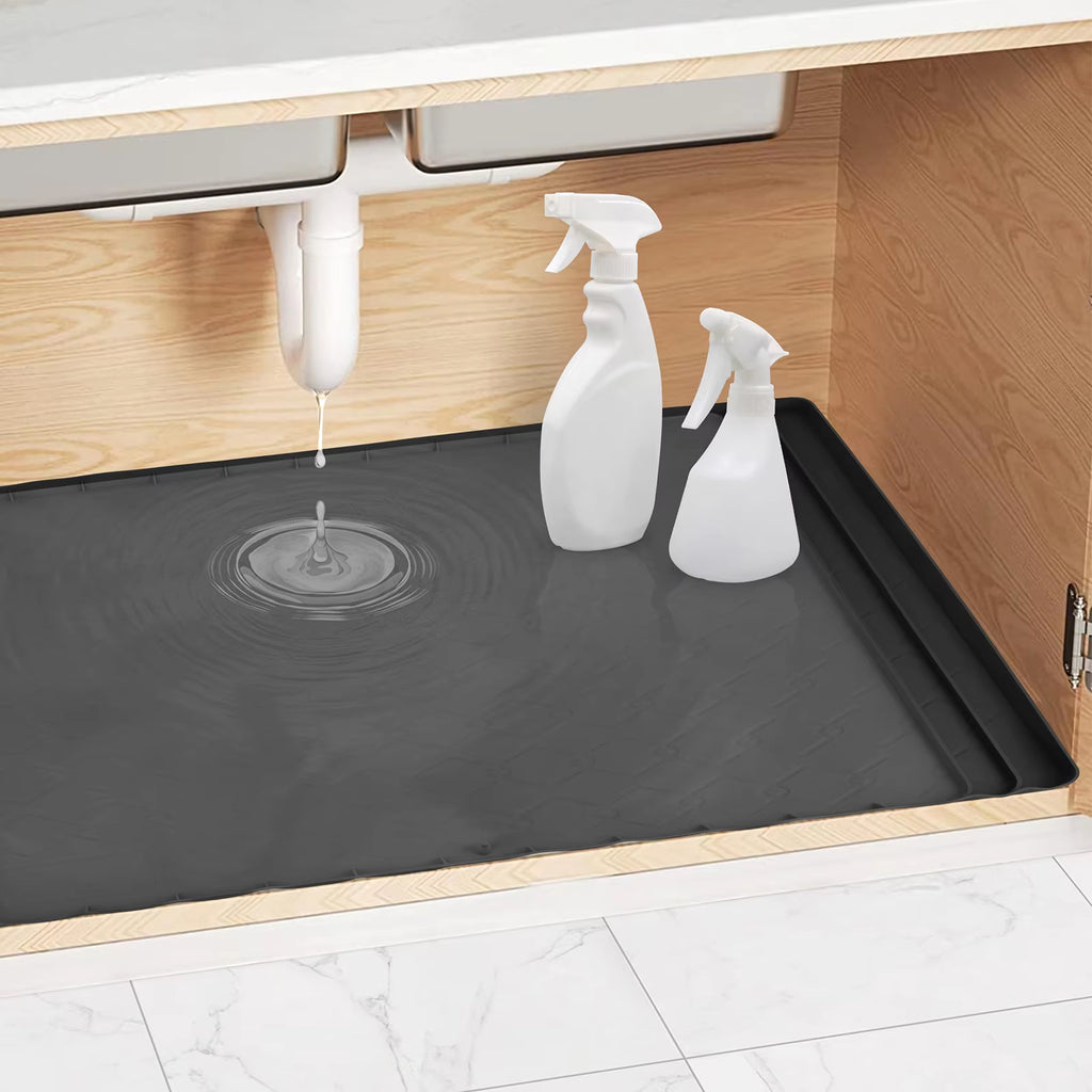 Under Sink Waterproof Silicone Mat with Drain Hole