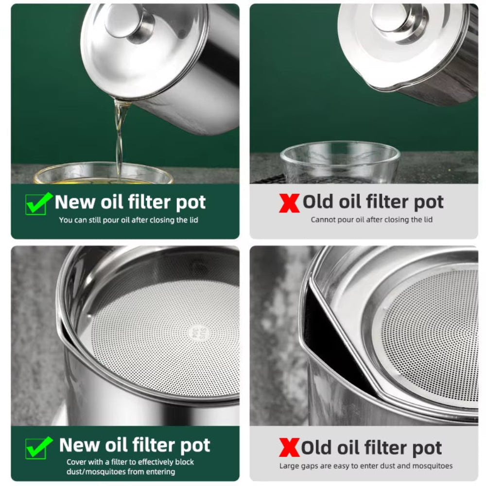 Stainless Steel Cooking Oil Storage Pot 1.3L
